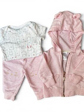 Carter's Pink Hoodie and White Animal Print Onesie Set with pants and jacket